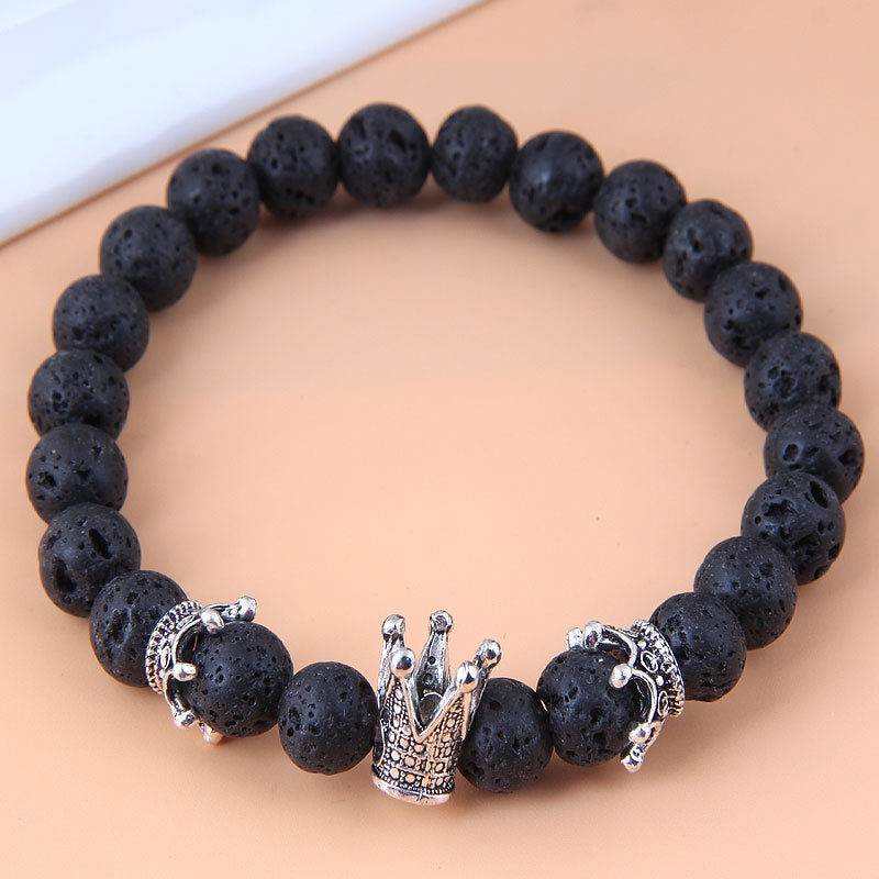Wholesale Metal Owl Lava Stone Bracelet
